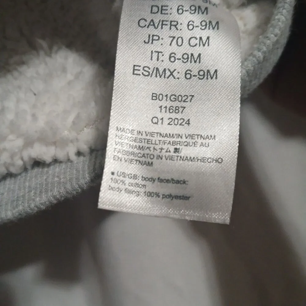 Winter Childs Jacket Carter's Simple Joy's 6-9 M Zipper Small Yet Mighty Patch
